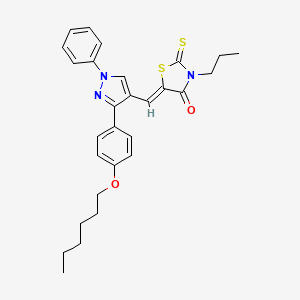 molecular formula C28H31N3O2S2 B12162281 (5Z)-5-({3-[4-(hexyloxy)phenyl]-1-phenyl-1H-pyrazol-4-yl}methylidene)-3-propyl-2-thioxo-1,3-thiazolidin-4-one 