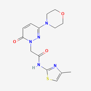 molecular formula C14H17N5O3S B12162323 N-[(2Z)-4-methyl-1,3-thiazol-2(3H)-ylidene]-2-[3-(morpholin-4-yl)-6-oxopyridazin-1(6H)-yl]acetamide 