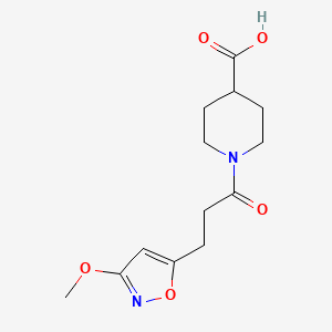 molecular formula C13H18N2O5 B12162440 1-[3-(3-Methoxy-1,2-oxazol-5-yl)propanoyl]piperidine-4-carboxylic acid 