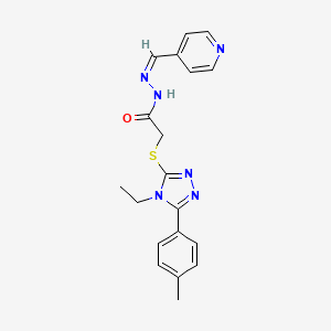 molecular formula C19H20N6OS B12162453 2-[[4-ethyl-5-(4-methylphenyl)-1,2,4-triazol-3-yl]sulfanyl]-N-[(E)-pyridin-4-ylmethylideneamino]acetamide 