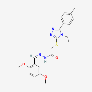 molecular formula C22H25N5O3S B12162458 N-[(E)-(2,5-dimethoxyphenyl)methylideneamino]-2-[[4-ethyl-5-(4-methylphenyl)-1,2,4-triazol-3-yl]sulfanyl]acetamide 