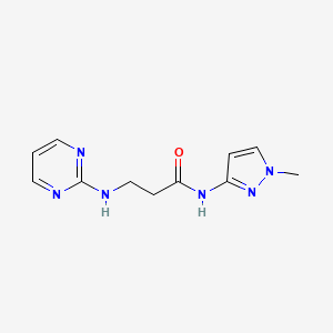 molecular formula C11H14N6O B12162484 N-(1-methyl-1H-pyrazol-3-yl)-N~3~-pyrimidin-2-yl-beta-alaninamide 