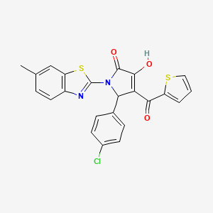 molecular formula C23H15ClN2O3S2 B12162502 (4E)-5-(4-chlorophenyl)-4-[hydroxy(thiophen-2-yl)methylidene]-1-(6-methyl-1,3-benzothiazol-2-yl)pyrrolidine-2,3-dione 