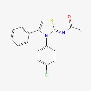 molecular formula C17H13ClN2OS B12162603 N-[3-(4-chlorophenyl)-4-phenyl-2,3-dihydro-1,3-thiazol-2-ylidene]acetamide 