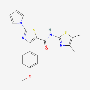 molecular formula C20H18N4O2S2 B12162609 N-[(2E)-4,5-dimethyl-1,3-thiazol-2(3H)-ylidene]-4-(4-methoxyphenyl)-2-(1H-pyrrol-1-yl)-1,3-thiazole-5-carboxamide 