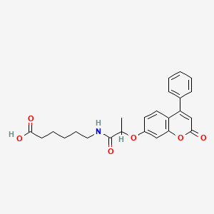 molecular formula C24H25NO6 B12162740 6-(2-((2-oxo-4-phenyl-2H-chromen-7-yl)oxy)propanamido)hexanoic acid 