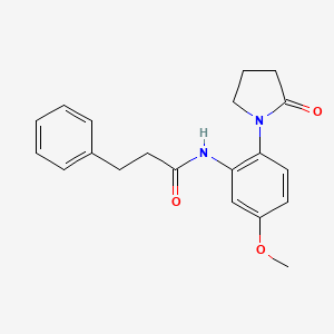 molecular formula C20H22N2O3 B12162746 N-[5-methoxy-2-(2-oxopyrrolidin-1-yl)phenyl]-3-phenylpropanamide 