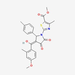 molecular formula C26H24N2O6S B12162964 methyl 2-[(3E)-3-[hydroxy(4-methoxy-2-methylphenyl)methylidene]-2-(4-methylphenyl)-4,5-dioxopyrrolidin-1-yl]-4-methyl-1,3-thiazole-5-carboxylate 