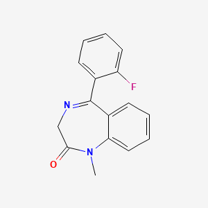 molecular formula C16H13FN2O B1216300 5-(2-Fluorophenyl)-1,3-dihydro-1-methyl-2H-1,4-benzodiazepin-2-one CAS No. 844-11-1