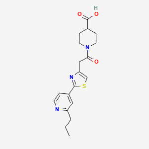 molecular formula C19H23N3O3S B12163004 1-{[2-(2-Propylpyridin-4-yl)-1,3-thiazol-4-yl]acetyl}piperidine-4-carboxylic acid 