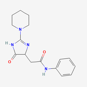 molecular formula C16H20N4O2 B12163036 2-[4-oxo-2-(piperidin-1-yl)-4,5-dihydro-1H-imidazol-5-yl]-N-phenylacetamide 