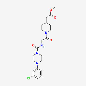 molecular formula C21H29ClN4O4 B12163081 methyl [1-(N-{[4-(3-chlorophenyl)piperazin-1-yl]carbonyl}glycyl)piperidin-4-yl]acetate 