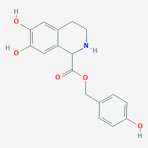 molecular formula C17H17NO5 B1216309 4-Hydroxybenzyl 6,7-dihydroxy-1,2,3,4-tetrahydroisoquinoline-1-carboxylate CAS No. 56632-94-1