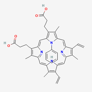21H,23H-Porphine-2,18-dipropanoic acid, 7,12-diethenyl-3,8,13,17-tetramethyl-21-phenyl-