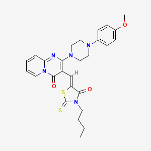 molecular formula C27H29N5O3S2 B12163110 3-[(Z)-(3-butyl-4-oxo-2-thioxo-1,3-thiazolidin-5-ylidene)methyl]-2-[4-(4-methoxyphenyl)piperazin-1-yl]-4H-pyrido[1,2-a]pyrimidin-4-one 