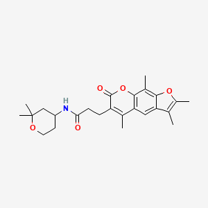 molecular formula C25H31NO5 B12163149 N-(2,2-dimethyltetrahydro-2H-pyran-4-yl)-3-(2,3,5,9-tetramethyl-7-oxo-7H-furo[3,2-g]chromen-6-yl)propanamide 