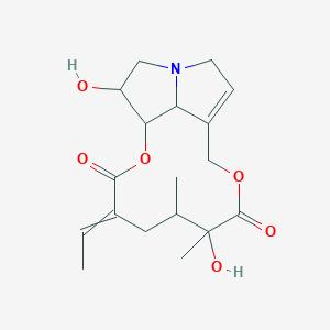 molecular formula C18H25NO6 B1216317 4-Ethylidene-7,16-dihydroxy-6,7-dimethyl-2,9-dioxa-14-azatricyclo[9.5.1.014,17]heptadec-11-ene-3,8-dione 