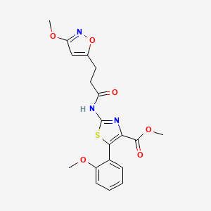 molecular formula C19H19N3O6S B12163180 Methyl 2-{[3-(3-methoxy-1,2-oxazol-5-yl)propanoyl]amino}-5-(2-methoxyphenyl)-1,3-thiazole-4-carboxylate 