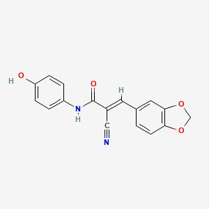 molecular formula C17H12N2O4 B1216320 (E)-3-(1,3-benzodioxol-5-yl)-2-cyano-N-(4-hydroxyphenyl)prop-2-enamide 