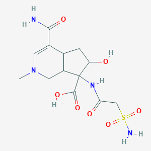 molecular formula C13H20N4O7S B1216322 4-carbamoyl-6-hydroxy-2-methyl-7-[(2-sulfamoylacetyl)amino]-4a,5,6,7a-tetrahydro-1H-cyclopenta[c]pyridine-7-carboxylic acid 
