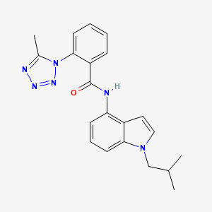 molecular formula C21H22N6O B12163232 N-[1-(2-methylpropyl)-1H-indol-4-yl]-2-(5-methyl-1H-tetrazol-1-yl)benzamide 