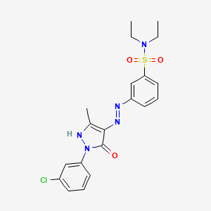 molecular formula C20H22ClN5O3S B12163259 3-{2-[1-(3-chlorophenyl)-3-methyl-5-oxo-4,5-dihydro-1H-pyrazol-4-ylidene]hydrazin-1-yl}-N,N-diethylbenzene-1-sulfonamide 