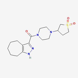 molecular formula C17H26N4O3S B12163293 [4-(1,1-Dioxidotetrahydrothiophen-3-yl)piperazin-1-yl](2,4,5,6,7,8-hexahydrocyclohepta[c]pyrazol-3-yl)methanone 