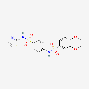 molecular formula C17H15N3O6S3 B12163503 N-[4-(1,3-thiazol-2-ylsulfamoyl)phenyl]-2,3-dihydro-1,4-benzodioxine-6-sulfonamide 