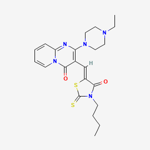 molecular formula C22H27N5O2S2 B12163523 3-[(Z)-(3-butyl-4-oxo-2-thioxo-1,3-thiazolidin-5-ylidene)methyl]-2-(4-ethylpiperazin-1-yl)-4H-pyrido[1,2-a]pyrimidin-4-one 