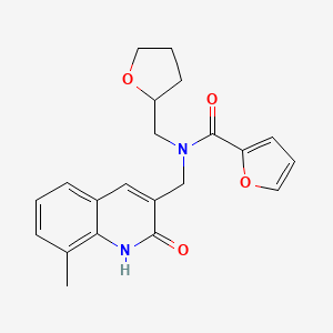 N-[(8-methyl-2-oxo-1H-quinolin-3-yl)methyl]-N-(2-oxolanylmethyl)-2-furancarboxamide
