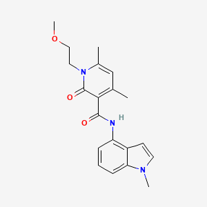 molecular formula C20H23N3O3 B12163554 1-(2-methoxyethyl)-4,6-dimethyl-N-(1-methyl-1H-indol-4-yl)-2-oxo-1,2-dihydropyridine-3-carboxamide 