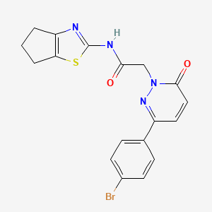 molecular formula C18H15BrN4O2S B12163625 2-[3-(4-bromophenyl)-6-oxopyridazin-1(6H)-yl]-N-[(2Z)-3,4,5,6-tetrahydro-2H-cyclopenta[d][1,3]thiazol-2-ylidene]acetamide 