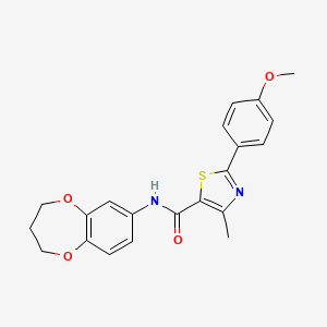molecular formula C21H20N2O4S B12163664 N-(3,4-dihydro-2H-1,5-benzodioxepin-7-yl)-2-(4-methoxyphenyl)-4-methyl-1,3-thiazole-5-carboxamide 