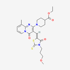 molecular formula C25H30N4O5S2 B12163691 ethyl 1-(3-{(Z)-[3-(3-methoxypropyl)-4-oxo-2-thioxo-1,3-thiazolidin-5-ylidene]methyl}-9-methyl-4-oxo-4H-pyrido[1,2-a]pyrimidin-2-yl)piperidine-4-carboxylate 
