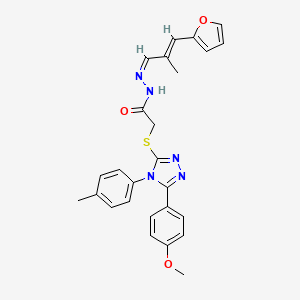 molecular formula C26H25N5O3S B12163705 N'-[(1Z,2E)-3-(furan-2-yl)-2-methylprop-2-en-1-ylidene]-2-{[5-(4-methoxyphenyl)-4-(4-methylphenyl)-4H-1,2,4-triazol-3-yl]sulfanyl}acetohydrazide 