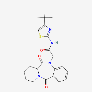 molecular formula C22H26N4O3S B12163716 N-(4-(tert-butyl)thiazol-2-yl)-2-(6,12-dioxo-6,6a,7,8,9,10-hexahydrobenzo[e]pyrido[1,2-a][1,4]diazepin-5(12H)-yl)acetamide 