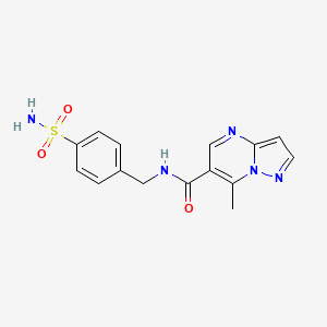 molecular formula C15H15N5O3S B12163757 7-methyl-N-(4-sulfamoylbenzyl)pyrazolo[1,5-a]pyrimidine-6-carboxamide 