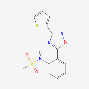 molecular formula C13H11N3O3S2 B12163965 N-{2-[3-(thiophen-2-yl)-1,2,4-oxadiazol-5-yl]phenyl}methanesulfonamide 