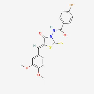 molecular formula C20H17BrN2O4S2 B12163967 4-bromo-N-[(5Z)-5-(4-ethoxy-3-methoxybenzylidene)-4-oxo-2-thioxo-1,3-thiazolidin-3-yl]benzamide 