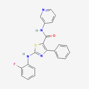 molecular formula C21H15FN4OS B12164087 2-[(2-fluorophenyl)amino]-4-phenyl-N-(pyridin-3-yl)-1,3-thiazole-5-carboxamide 