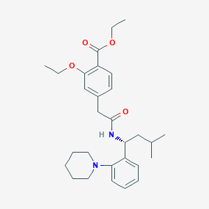 molecular formula C29H40N2O4 B121641 ethyl 2-ethoxy-4-[2-[[(1R)-3-methyl-1-(2-piperidin-1-ylphenyl)butyl]amino]-2-oxoethyl]benzoate CAS No. 147770-08-9