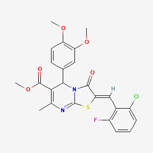 molecular formula C24H20ClFN2O5S B12164110 methyl (2Z)-2-(2-chloro-6-fluorobenzylidene)-5-(3,4-dimethoxyphenyl)-7-methyl-3-oxo-2,3-dihydro-5H-[1,3]thiazolo[3,2-a]pyrimidine-6-carboxylate 