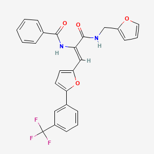 molecular formula C26H19F3N2O4 B12164164 N-[(1Z)-3-[(furan-2-ylmethyl)amino]-3-oxo-1-{5-[3-(trifluoromethyl)phenyl]furan-2-yl}prop-1-en-2-yl]benzamide 