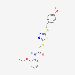 molecular formula C20H21N3O3S3 B12164179 N-(2-ethoxyphenyl)-2-({5-[(4-methoxybenzyl)sulfanyl]-1,3,4-thiadiazol-2-yl}sulfanyl)acetamide 