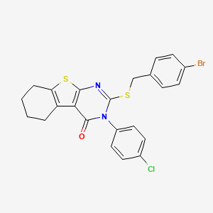 molecular formula C23H18BrClN2OS2 B12164199 2-[(4-bromobenzyl)sulfanyl]-3-(4-chlorophenyl)-5,6,7,8-tetrahydro[1]benzothieno[2,3-d]pyrimidin-4(3H)-one 