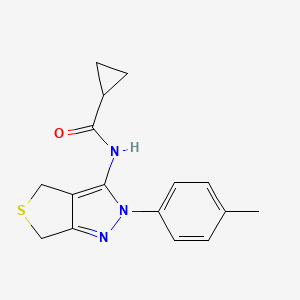 molecular formula C16H17N3OS B12164223 N-(2-(p-tolyl)-4,6-dihydro-2H-thieno[3,4-c]pyrazol-3-yl)cyclopropanecarboxamide 