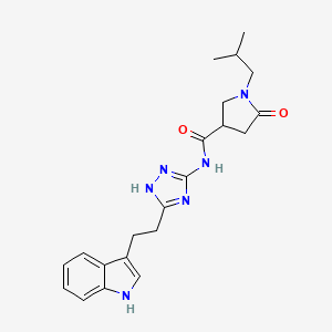 molecular formula C21H26N6O2 B12164258 N-{3-[2-(1H-indol-3-yl)ethyl]-1H-1,2,4-triazol-5-yl}-1-(2-methylpropyl)-5-oxopyrrolidine-3-carboxamide 