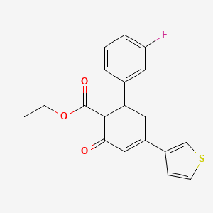 molecular formula C19H17FO3S B12164267 Ethyl 6-(3-fluorophenyl)-2-oxo-4-(thiophen-3-yl)cyclohex-3-ene-1-carboxylate 