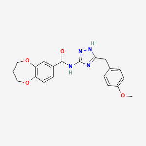 molecular formula C20H20N4O4 B12164271 N-[3-(4-methoxybenzyl)-1H-1,2,4-triazol-5-yl]-3,4-dihydro-2H-1,5-benzodioxepine-7-carboxamide 