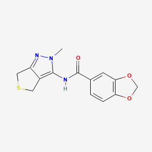 molecular formula C14H13N3O3S B12164281 N-(2-methyl-2,6-dihydro-4H-thieno[3,4-c]pyrazol-3-yl)-1,3-benzodioxole-5-carboxamide 